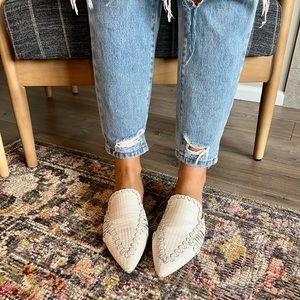 Vince Camuto white leather mules